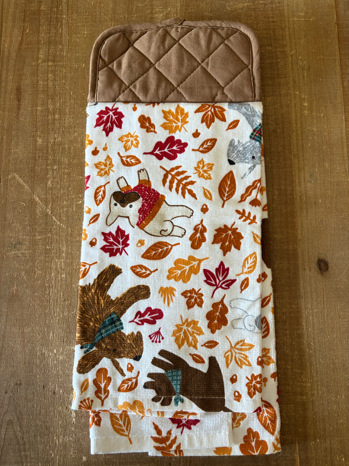 Fall Leaves and Puppies Hand Towel