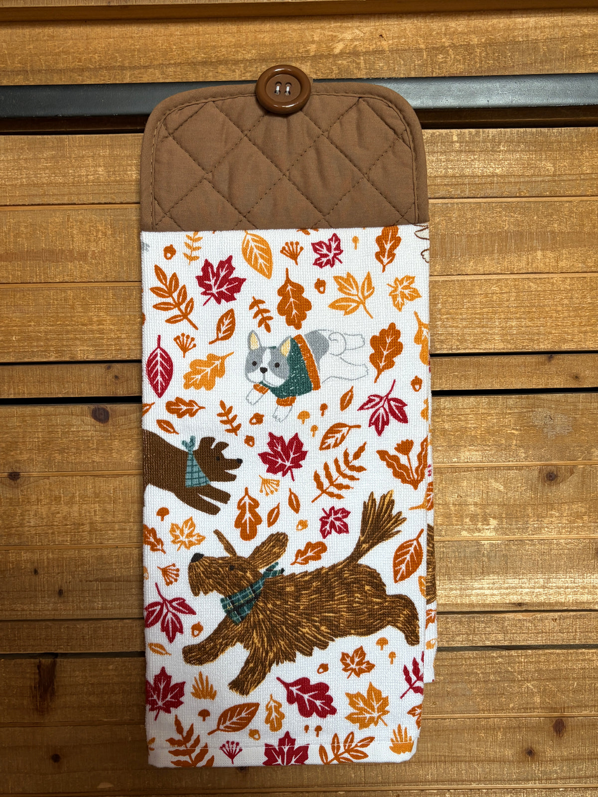 Fall Leaves and Puppies Hand Towel