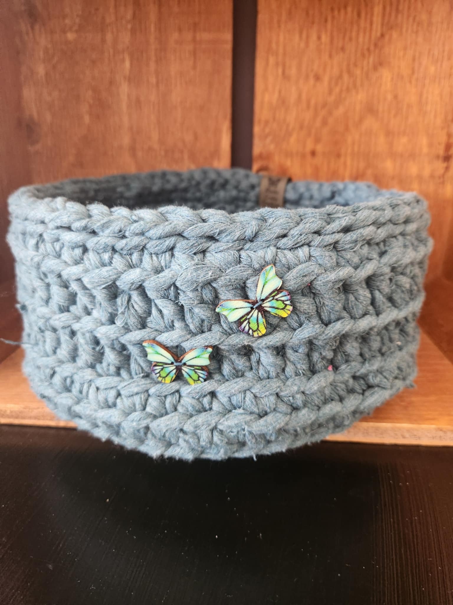 Mariposa Azul: Crocheted Storage Basket
