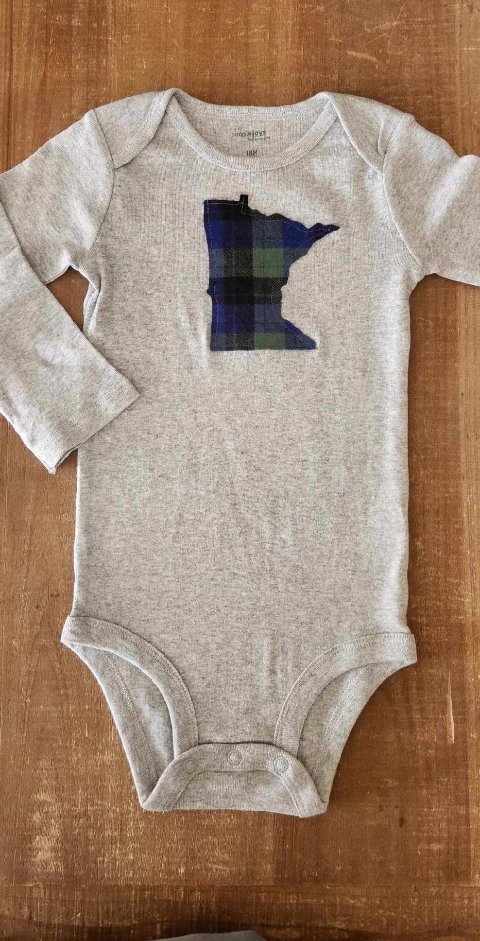 Green and Navy Plaid MN Baby Bodysuit
