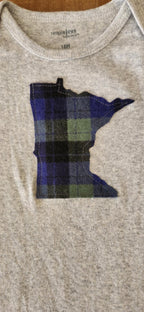 Green and Navy Plaid MN Baby Bodysuit