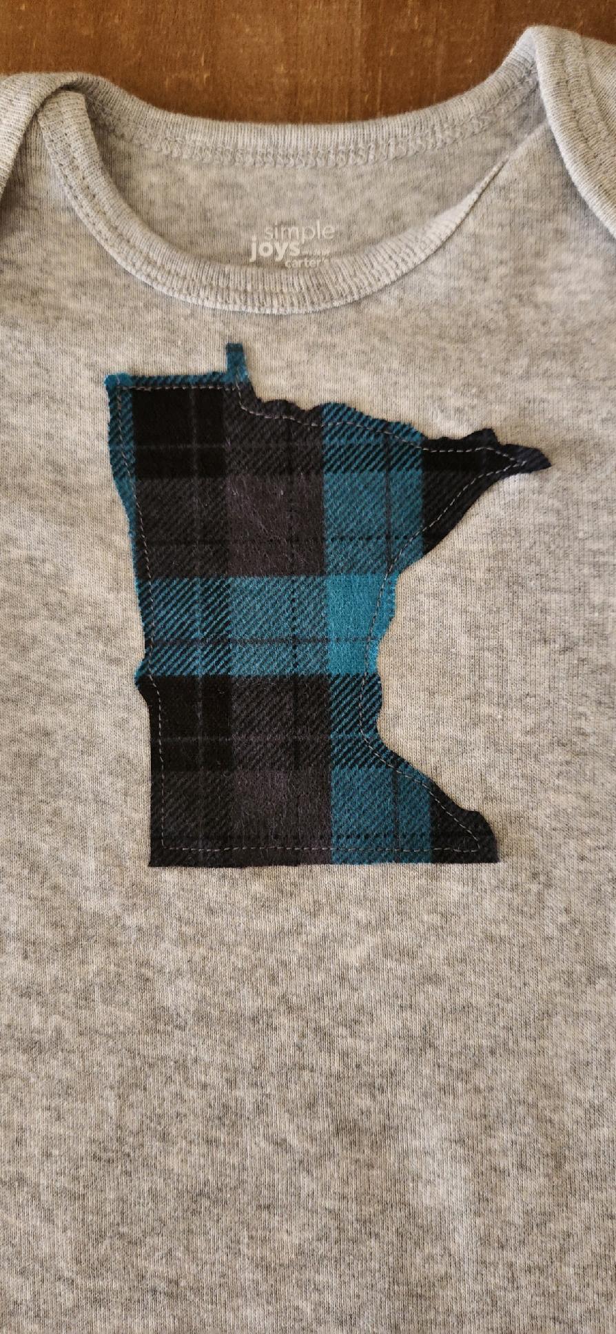 Blue Plaid MN Baby Light Grey Bodysuit