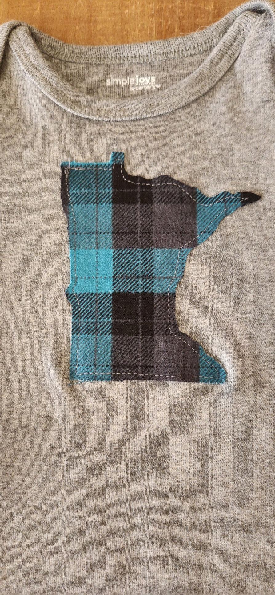 Blue Plaid MN Dark Grey Baby Bodysuit