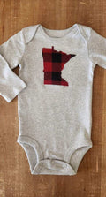 Red and Black Plaid MN Baby Bodysuit