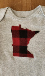 Red and Black Plaid MN Baby Bodysuit