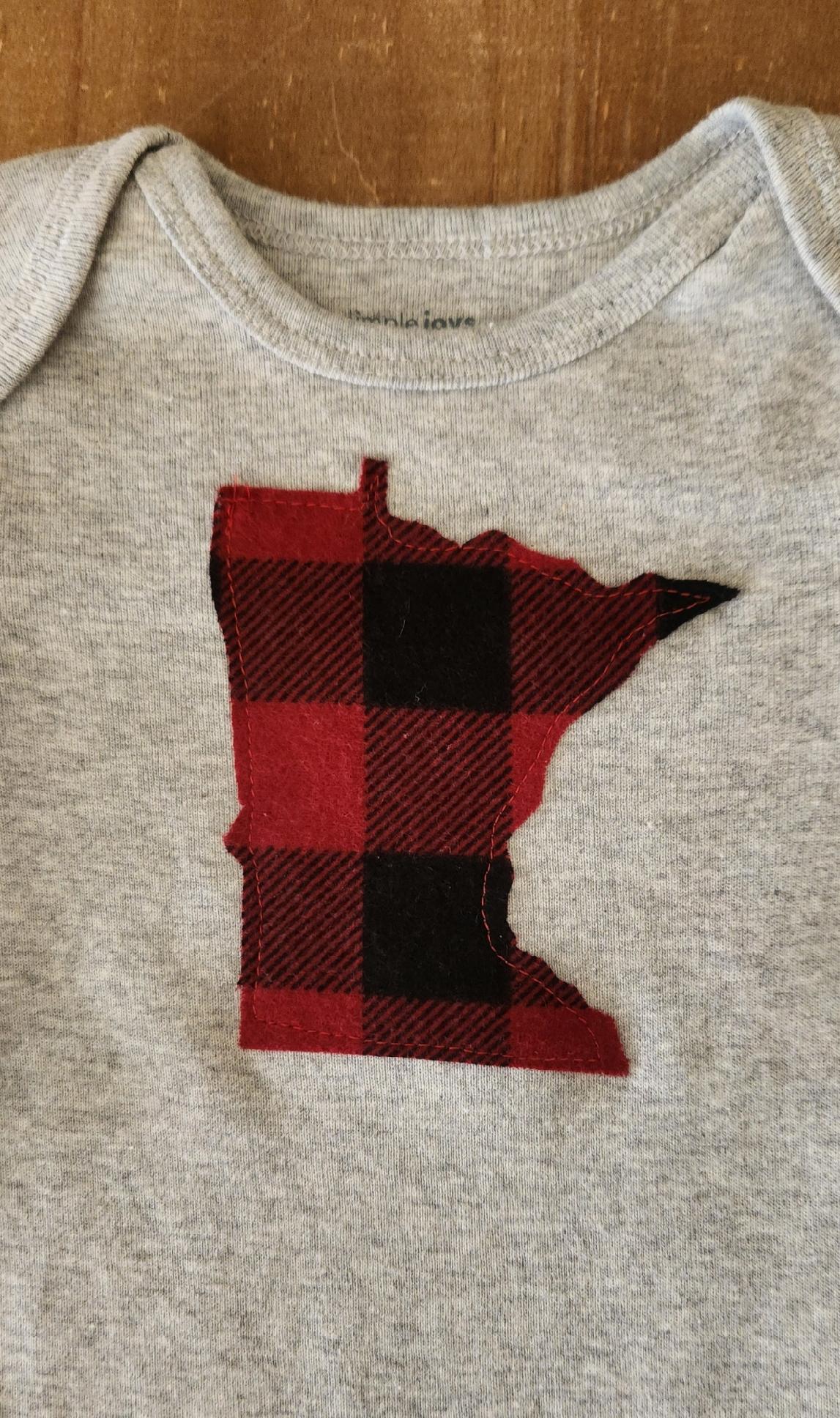 Red and Black Plaid MN Baby Bodysuit