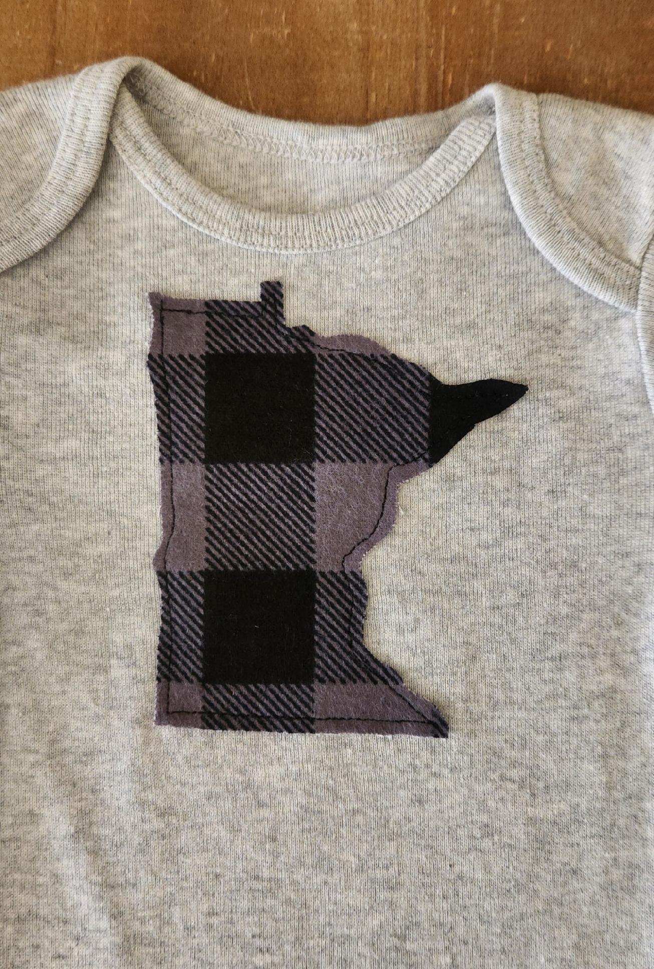 Dark Grey Plaid MN Baby Bodysuit