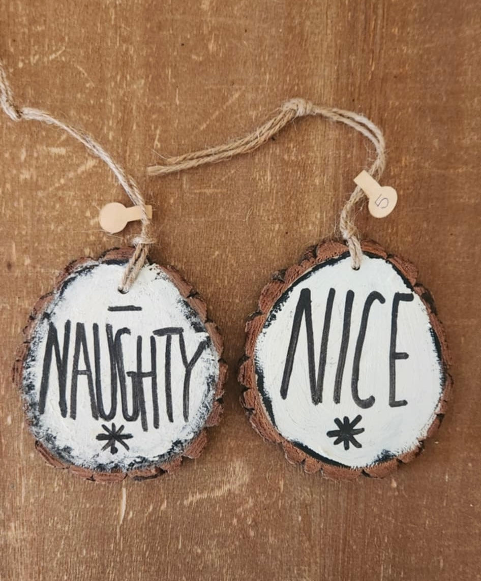 Naughty and Nice Ornaments - Double Sided